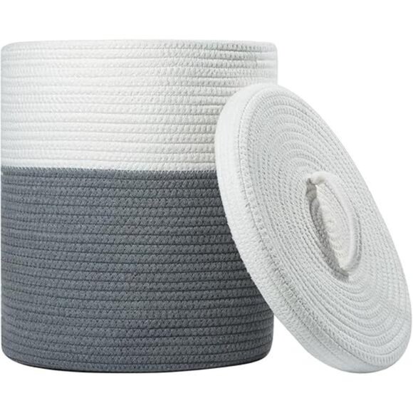Yimi's Dream Storage Basket with Lid, Small Lidded Cotton Rope Storage Bins for - Picture 6 of 6